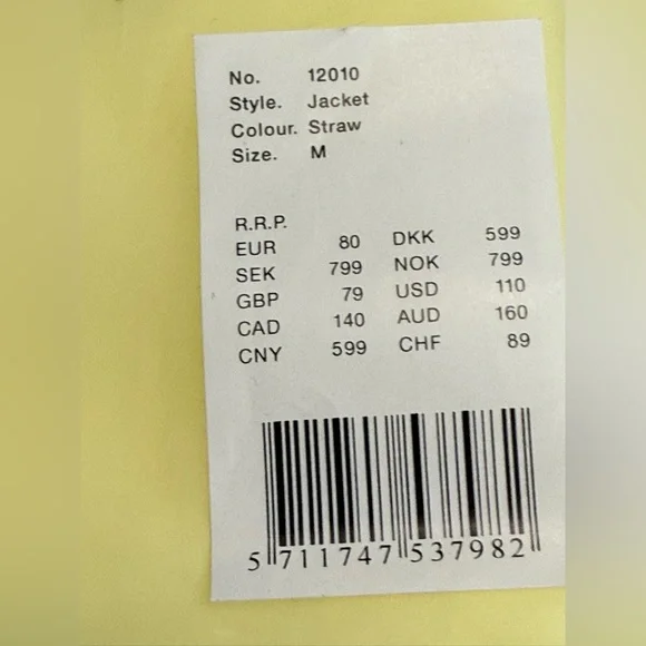 NWT- Rains- West Jacket 12010 color Straw- Size Medium - Picture 7 of 7